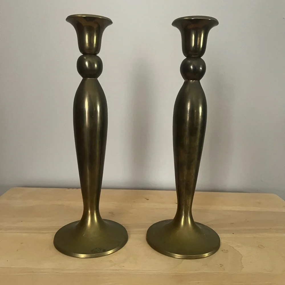 Brass Candlestick Pair - Picture 1 of 2
